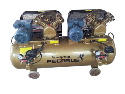 MÁY NÉN KHÍ DÂY ĐAI PEGASUS 2 ĐẦU NÉN, 2 MOTO TM-V-0.25/12.5 X2-230L